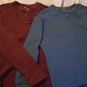 2 Men's waffle long sleeve Henley shirts